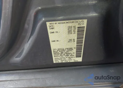 2015 Nissan Altima 2.5 Sv z USA, uszkodzony, nr VIN 1N4AL3AP4FC438901